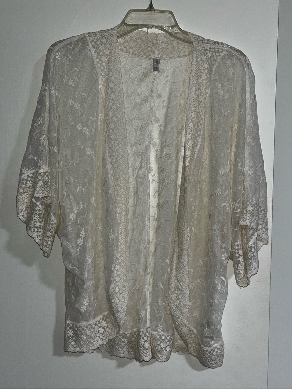 Xhilaration Sheer Lace Kimono Robe - Cream